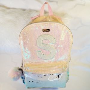 Justice Back Pack, Sequined Pink & Stars with Initial 'S' Great Gift Item!